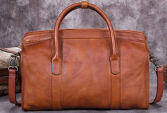 Genuine Leather Handbag Briefcase Bag Vintage Crossbody Bag Shoulder Bag Purse For Women Mens - EverHandmade