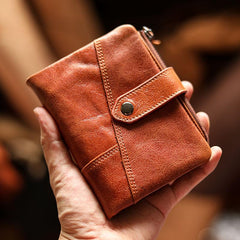 Cool Brown Leather Mens billfold Wallet Bifold SMall Wallet Black Front Pocket Wallet For Men