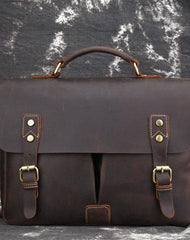Cool Leather Mens Vintage Briefcases Work Bag Business Bag Handbag Laptop Bag For Men