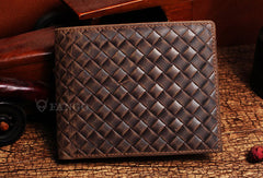 wallet with removable phone case​ Vintage billfold leather wallet braided leather billfold wallet for men women - EverHandmade