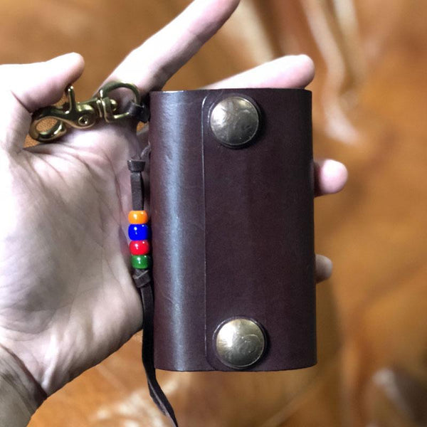 Handmade Leather Mens Cool Key Wallet Car - Back View