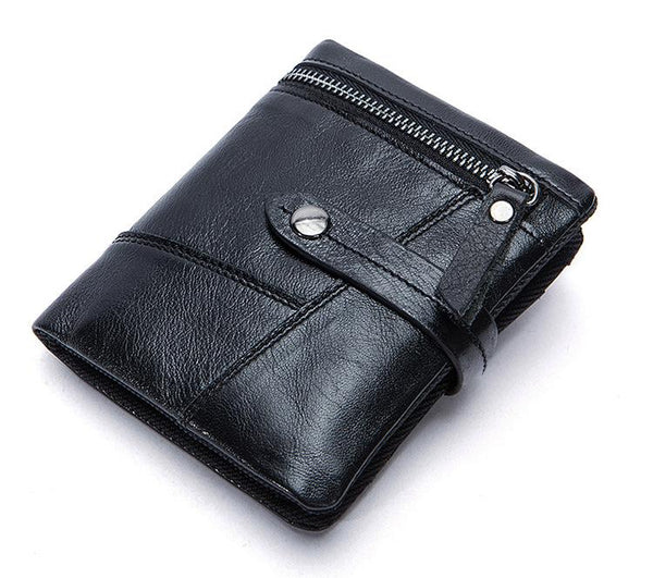 Cool Leather Mens Small Wallet billfold Brown Bifold Wallet Black Multi-card Fro FY00891129