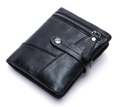 Cool Leather Mens Small Wallet billfold Brown Bifold Wallet Black Multi-card Front Pocket Wallet for Men