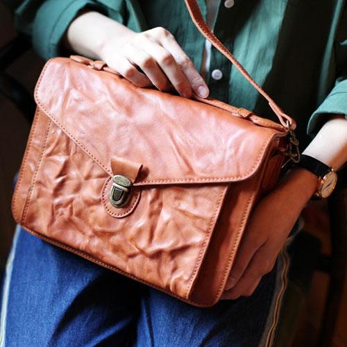 Women's Satchel Purse Brown Leather Satchel Purse - Annie Jewel