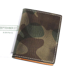 Cool Leather Mens Camouflage License Wallets Front Pocket Wallet Slim Card Wallet for Men