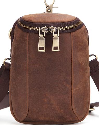 Cool Retro Mens Leather One Shoulder Backpack Chest Bag Sling Bags For Men