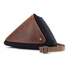 Mens Waxed Canvas Leather Triangular Side Messenger Bag Canvas Courier Bags for Men