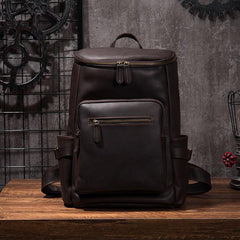 Cool Coffee Mens Leather Hiking Backpack Travel Backpack Leather Backpack for Men