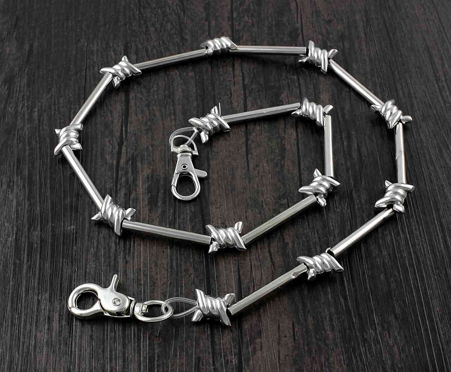 Punk Metal Pants Barbed Wire Long Wallet Chain jeans chain jean chain Biker Wallet Chain For Men
