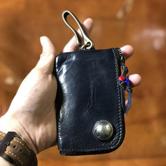 Handamde Genuine Leather Mens Cool Key Wallet Card Slim Wallet Key Holder Car Key Case for Men
