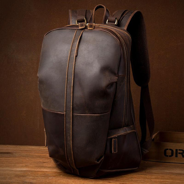 Fashion Brown Mens Leather 15-inch Computer Backpacks Black Travel Backpacks Sch MSG05681008