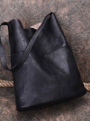 Womens Brown Leather Tote Bags Vertical Womens Handbag Shopper Bag Purse for Ladies