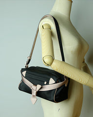 Small Womens Black&Pink NYLON Shoulder Bag Purse Cute NYLON Crossbody Purse for Ladies