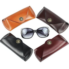 Handmade Vintage LEATHER MEN'S  Sunglasses Box Case Black Glasses Holder For Men