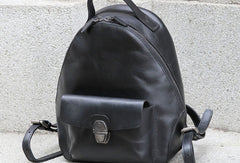 Genuine handmade Leather backpack bag shoulder bag black  women leather purse