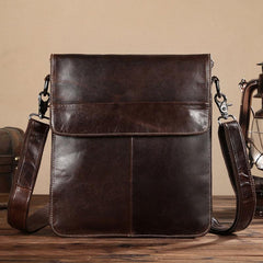 Cool Coffee Small Square Leather Mens Side Bag Messenger Bag Shoulder Bag for Men