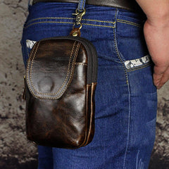 Small Mens Leather Belt Pouch Holsters Belt Cases Cell Phone Waist Pouch for Men