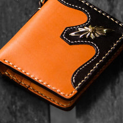 Handmade Leather Trucker Bag Mens billfold Wallet Cool Chain Wallet Small Biker Wallet for Men