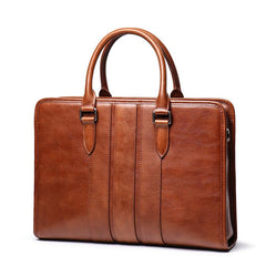 Vintage Brown Leather Men's 14‘’ Laptop Briefcase Professional Briefcase Handbag For Men