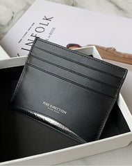 Women Orange Leather Card Holders Small Card Wallet Minimalist Credit Card Holder For Women