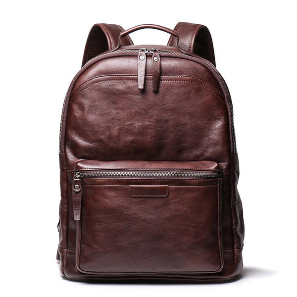 Cool Brown Leather Men's 15'' Laptop Backpack School Backpack Travel Backpack Fo FY04991025