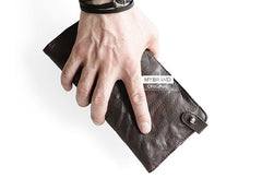 Cool leather Mens long wallet phone clutch wallet vintage wallet for men - EverHandmade