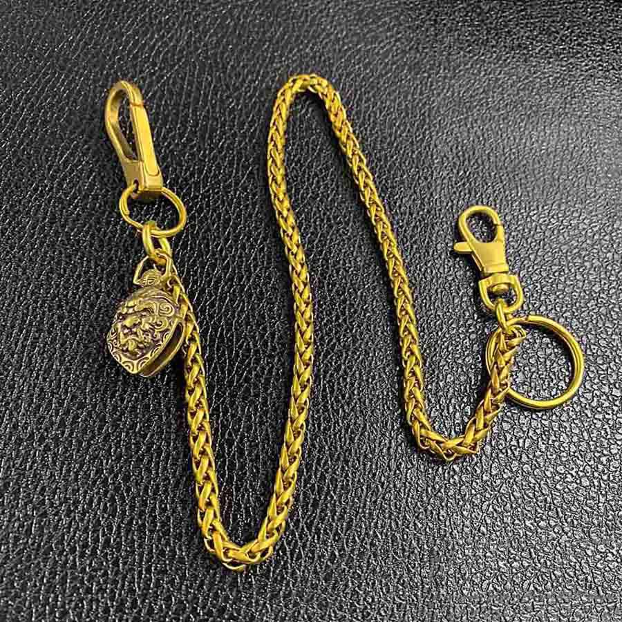 Cool Brass 18" Mens Lion Bell Key Chain Pants Chain Wallet Chain Motorcycle Wallet Chain for Men