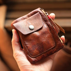 Cool Brown Leather Mens Card billfold Wallet Coin Holder Black Change Pouch For Men