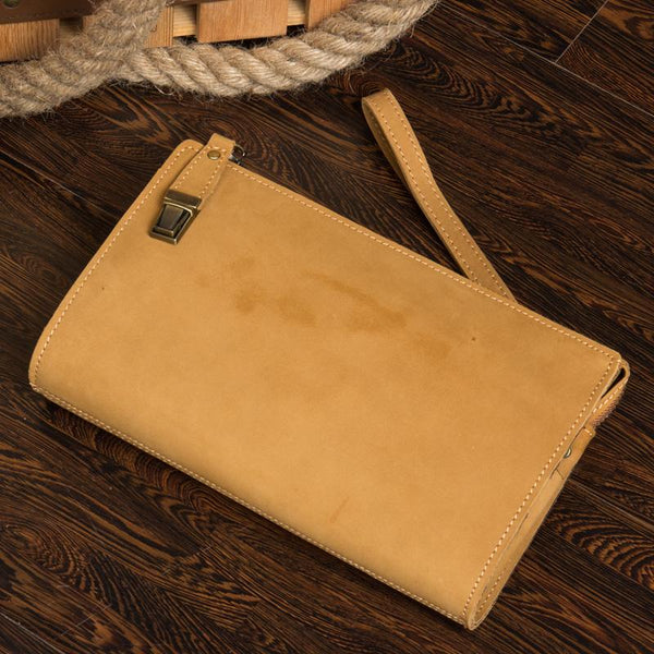 Dark Brown Cool Mens long Clutch Wallet - Back View