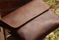 Vintage Leather Mens Small Messenger Bag Clutch Purse iPad Bag For Men - EverHandmade