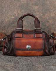 Handmade Coffee Leather Womens Vintage Handbag Best - Back View