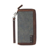 Casual Black Canvas Leather Men's Long Wallet Bifold Around Zip Wallets Clutch Purse For Men