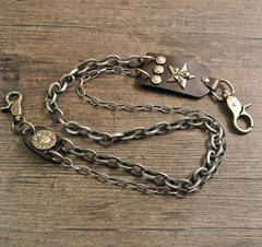 Cool Men's Silver Skull Double Long Wallet Chain Pants Chain Biker Wallet Chain For Men