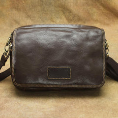 Vintage Leather Mens Dark Brown Small Messenger Bag Shoulder Bags Side Bag for Men