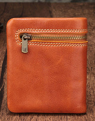Vintage Brown Leather Womens Bifold Small Wallet Vertical Wallet for Women