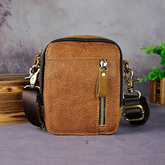 Mens Leather Small Belt Pouch Side Bag Holster Belt Case Waist Pouch for Men