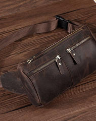 COOL Dark Brown LEATHER MENS FANNY PACK BUMBAG WAIST BAG FOR MEN