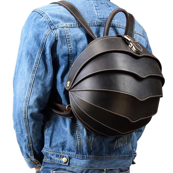 Dark Coffee Beetle Style Leather Men's Unique - Back View