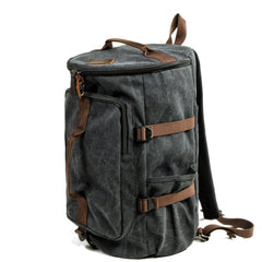 Khaki Waxed Canvas Mens Waterproof Dark Gray Large Hiking Backpack Travel Backpack Barrel Bag for Men