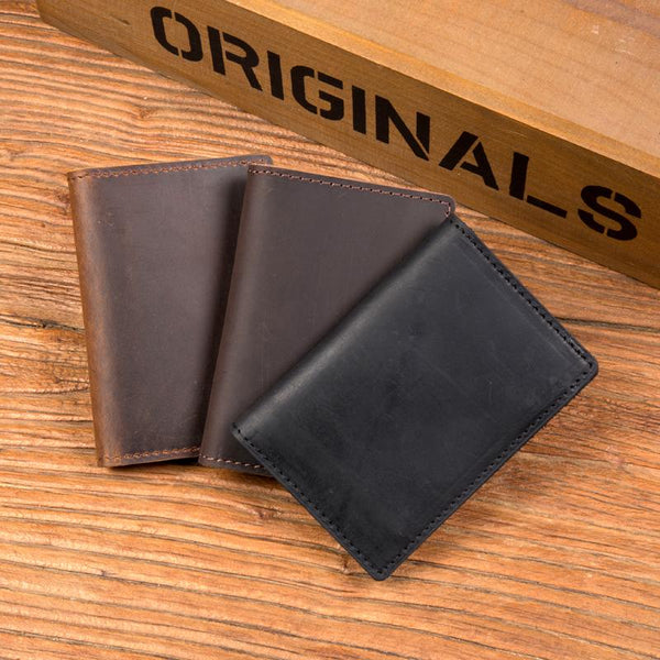 Black Cool Leather Mens Brown Driver's License Wallet Card Wallet Bifold Thin Ca MSG00681069