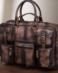 Cool Leather Men Vintage Briefcase 14inch Work Bags Handbag Shoulder Bags For Men
