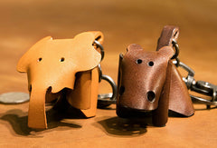 Handmade Elephant Hippo Key Wallet Keychain Leather Wallet Cute Leather Accessories Gift For Men Women - EverHandmade