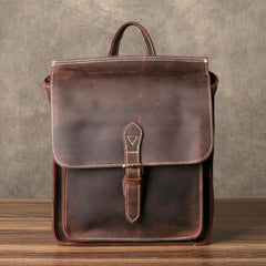 Leather Mens Cool Backpack Messenger Bag Coffee Travel Backpack Hiking Backpack for men