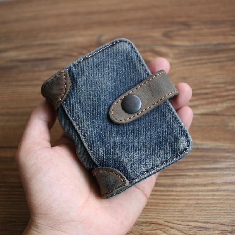 Blue Denim Mens Bifold billfold Wallet Jean Card Holder Card Wallet For Men