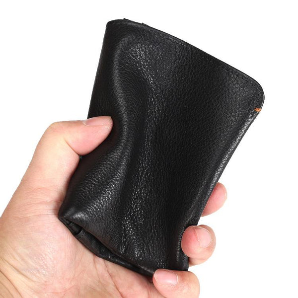 Leather Men's Billfold Wallet Bifold Small Wallet - Back View