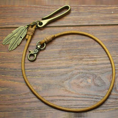 Cool Men's Feather Leather Key Chain Pants Chain Biker Wallet Chain For Men