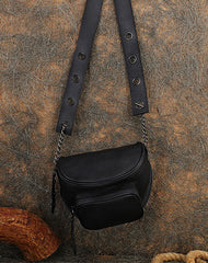 Vintage Brown Leather Womens Saddle Shoulder Bag - Open View