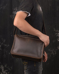 Vintage Leather Mens Messenger Bag Shoulder Bag For Men