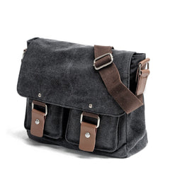 Cool Canvas Leather Mens Small Black Side Bag Messenger Bag Shoulder Bag For Men