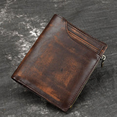 Brown MENS LEATHER Bifold Wallet Billfold Wallet Card Wallet Dark Brown Coin Wallet FOR MEN